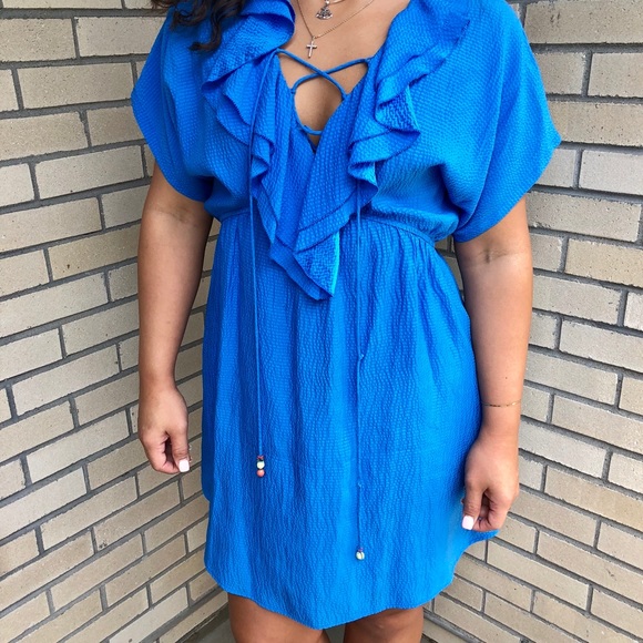 Rebecca Taylor Blue ruffle dress 4 - Picture 4 of 8